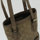 LOUIS VUITTON Monogram Satin Little bucket Hand Bag Beige M92145 LV Auth am3521V-6
