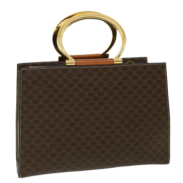 CELINE Macadam Canvas Hand Bag PVC Leather Brown Auth am3558V