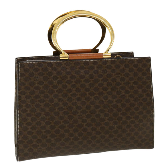 CELINE Macadam Canvas Hand Bag PVC Leather Brown Auth am3558V