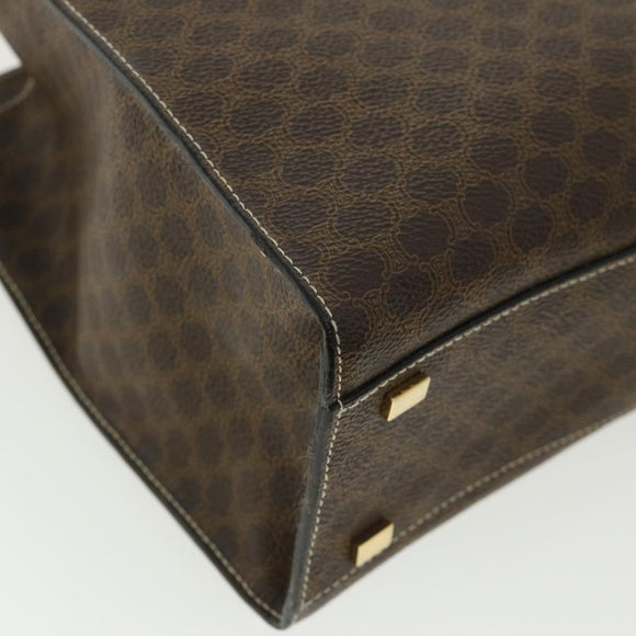 CELINE Macadam Canvas Hand Bag PVC Leather Brown Auth am3558V