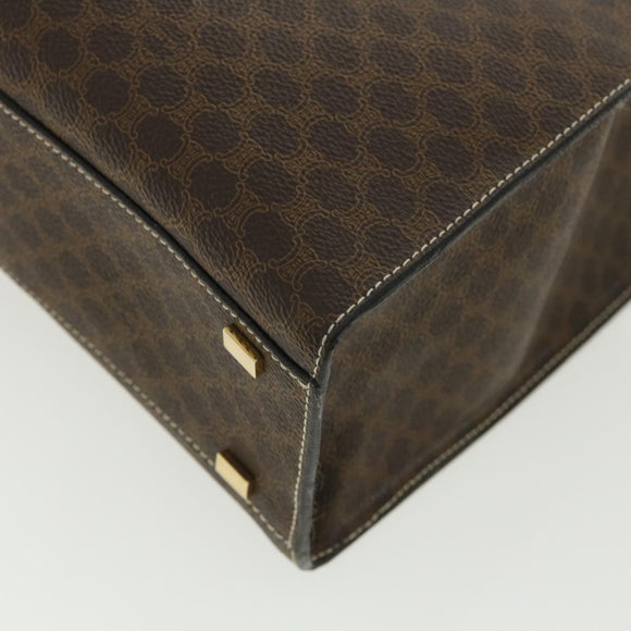 CELINE Macadam Canvas Hand Bag PVC Leather Brown Auth am3558V