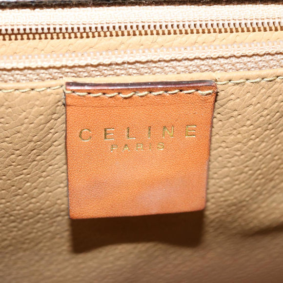 CELINE Macadam Canvas Hand Bag PVC Leather Brown Auth am3558V