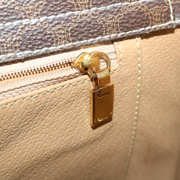 CELINE Macadam Canvas Hand Bag PVC Leather Brown Auth am3558V
