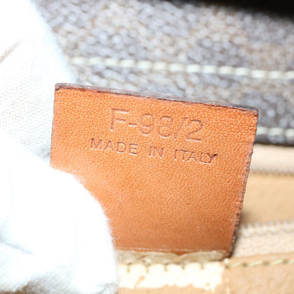 CELINE Macadam Canvas Hand Bag PVC Leather Brown Auth am3558V