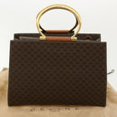 CELINE Macadam Canvas Hand Bag PVC Leather Brown Auth am3558V-12