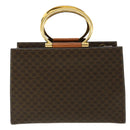 CELINE Macadam Canvas Hand Bag PVC Leather Brown Auth am3558V-2