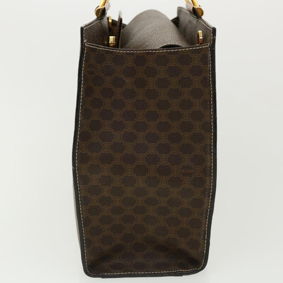 CELINE Macadam Canvas Hand Bag PVC Leather Brown Auth am3558V