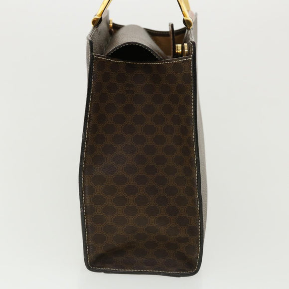 CELINE Macadam Canvas Hand Bag PVC Leather Brown Auth am3558V