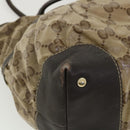 GUCCI GG Canvas Tote Bag Coated Canvas Beige Dark Brown Auth am3623-14