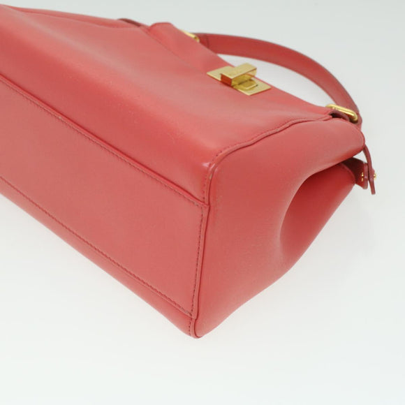 FENDI micro picaboo Hand Bag Leather 2way Orange Auth am3883