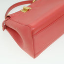 FENDI micro picaboo Hand Bag Leather 2way Orange Auth am3883-16