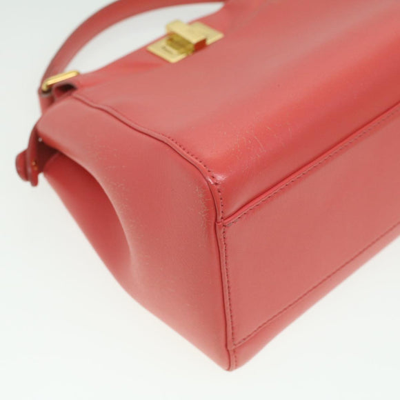 FENDI micro picaboo Hand Bag Leather 2way Orange Auth am3883