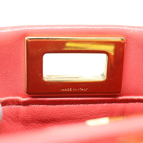 FENDI micro picaboo Hand Bag Leather 2way Orange Auth am3883