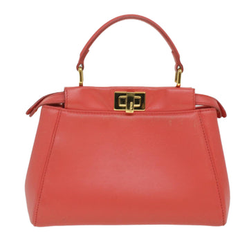 FENDI micro picaboo Hand Bag Leather 2way Orange Auth am3883 - 0
