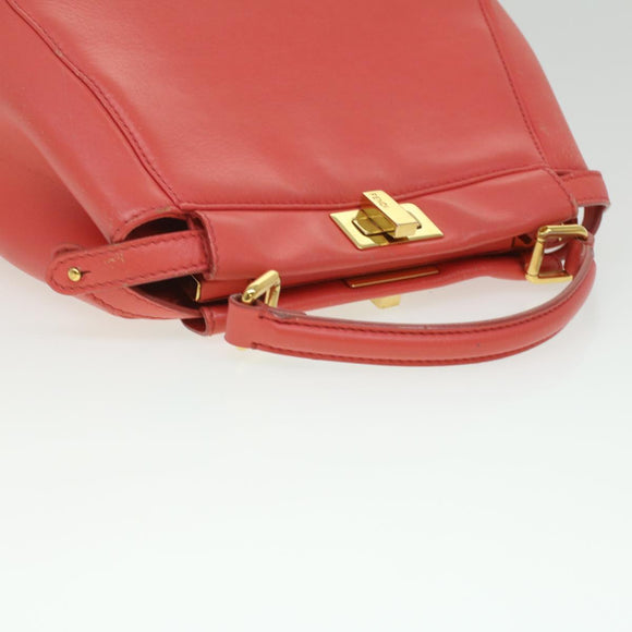 FENDI micro picaboo Hand Bag Leather 2way Orange Auth am3883