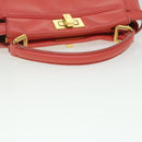 FENDI micro picaboo Hand Bag Leather 2way Orange Auth am3883-7