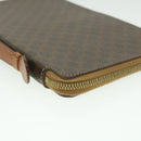 CELINE Macadam Canvas Travel Case PVC Leather Brown Auth am3943-16