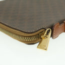 CELINE Macadam Canvas Travel Case PVC Leather Brown Auth am3943-7