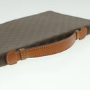 CELINE Macadam Canvas Travel Case PVC Leather Brown Auth am3943-8