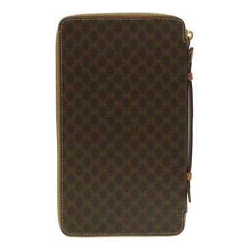 CELINE Macadam Canvas Travel Case PVC Leather Brown Auth am3943 - 0