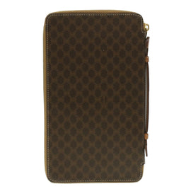 CELINE Macadam Canvas Travel Case PVC Leather Brown Auth am3943 - 0