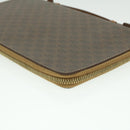 CELINE Macadam Canvas Travel Case PVC Leather Brown Auth am3943-14