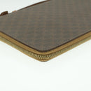 CELINE Macadam Canvas Travel Case PVC Leather Brown Auth am3943-15