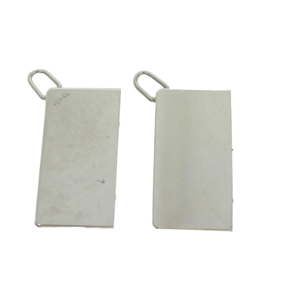 HERMES Necklace Charm Metal 2Set Silver Auth am3985