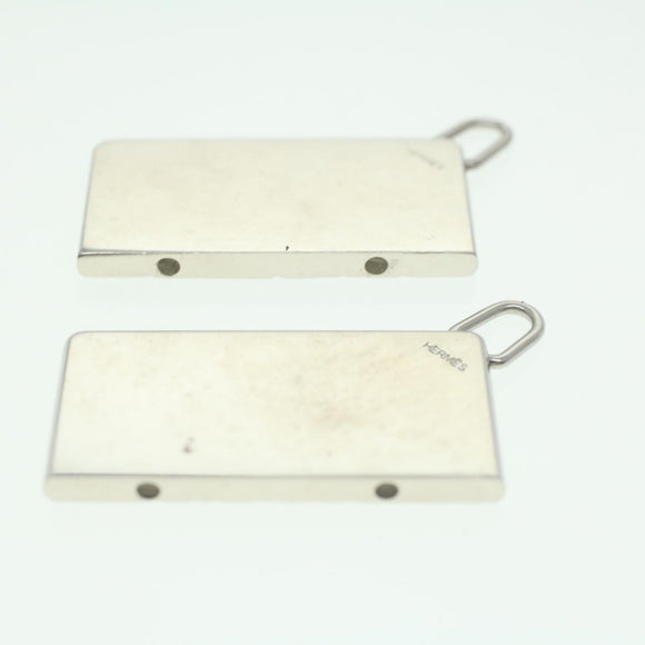 HERMES Necklace Charm Metal 2Set Silver Auth am3985