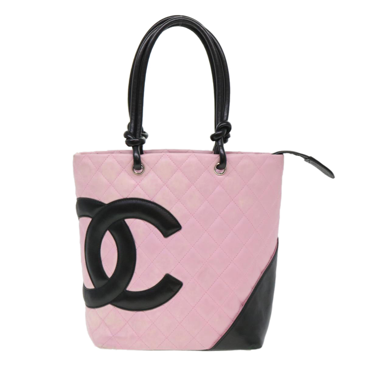 CHANEL Cambon Line Shoulder Bag Caviar Skin Pink CC Auth am4029A