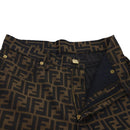 FENDI Zucca Canvas Pants Polyester Cotton XL Brown Black Auth am4242-4