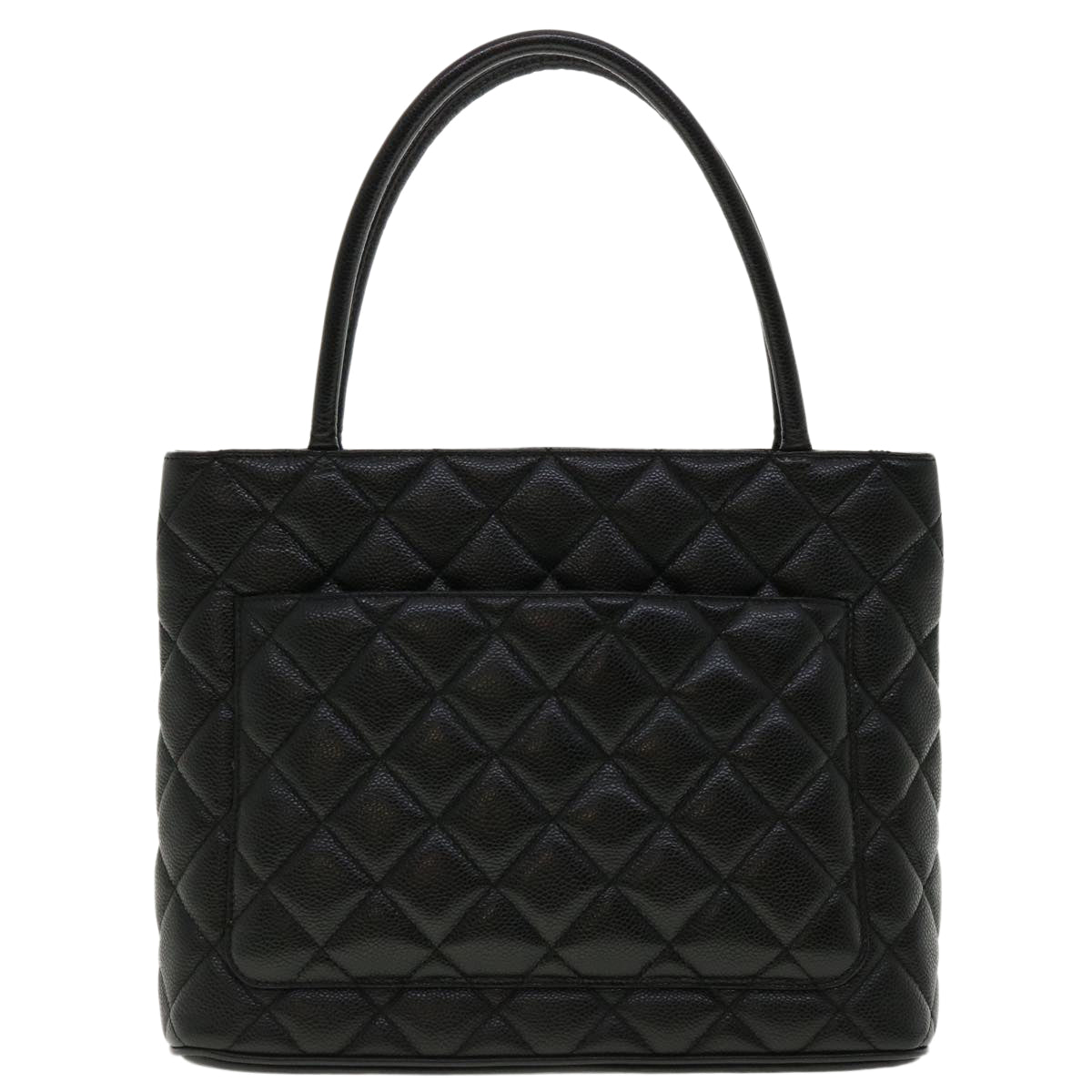 CHANEL Tote Bag Caviar Skin Black CC Auth am4270A - 0