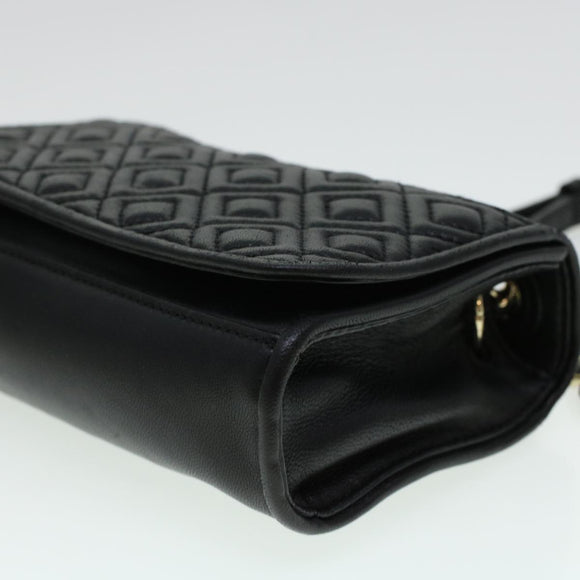 TORY BURCH Chain Shoulder Bag Leather Black Auth am4322