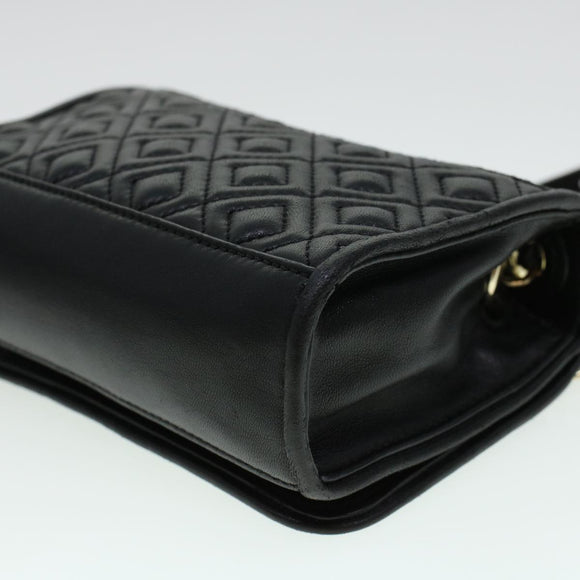 TORY BURCH Chain Shoulder Bag Leather Black Auth am4322