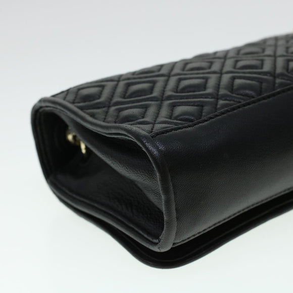 TORY BURCH Chain Shoulder Bag Leather Black Auth am4322