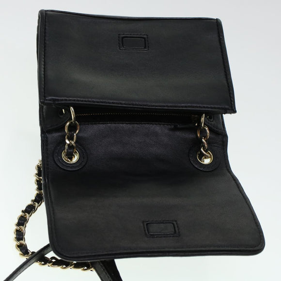 TORY BURCH Chain Shoulder Bag Leather Black Auth am4322