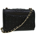 TORY BURCH Chain Shoulder Bag Leather Black Auth am4322-1