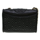 TORY BURCH Chain Shoulder Bag Leather Black Auth am4322-2