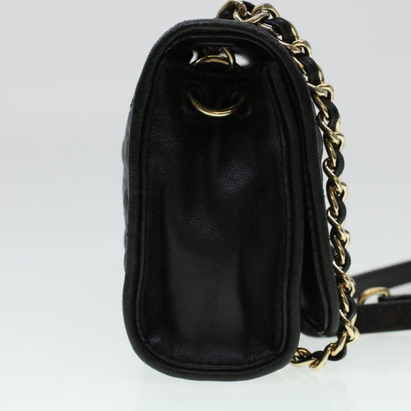 TORY BURCH Chain Shoulder Bag Leather Black Auth am4322