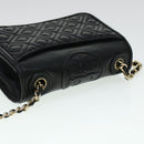 TORY BURCH Chain Shoulder Bag Leather Black Auth am4322-6