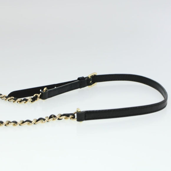 TORY BURCH Chain Shoulder Bag Leather Black Auth am4322