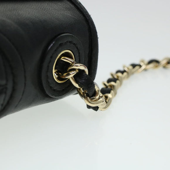 TORY BURCH Chain Shoulder Bag Leather Black Auth am4322