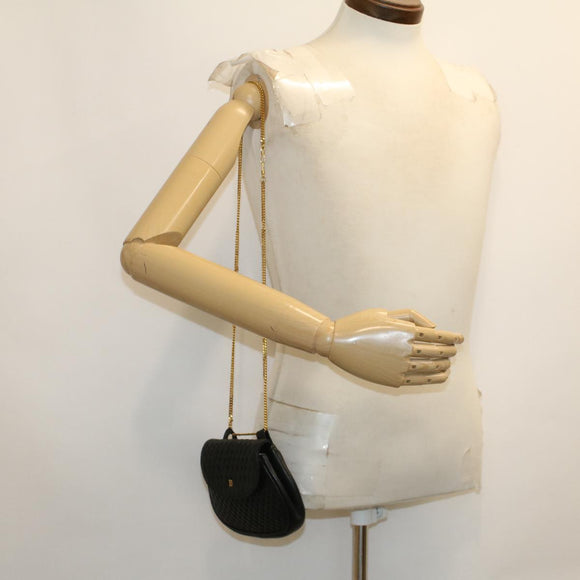 BALLY Chain Shoulder Bag Leather Black Auth am4369