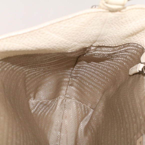 PRADA Shoulder Bag Leather White Auth am4394