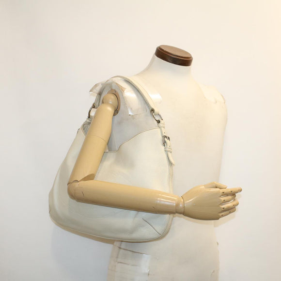 PRADA Shoulder Bag Leather White Auth am4394