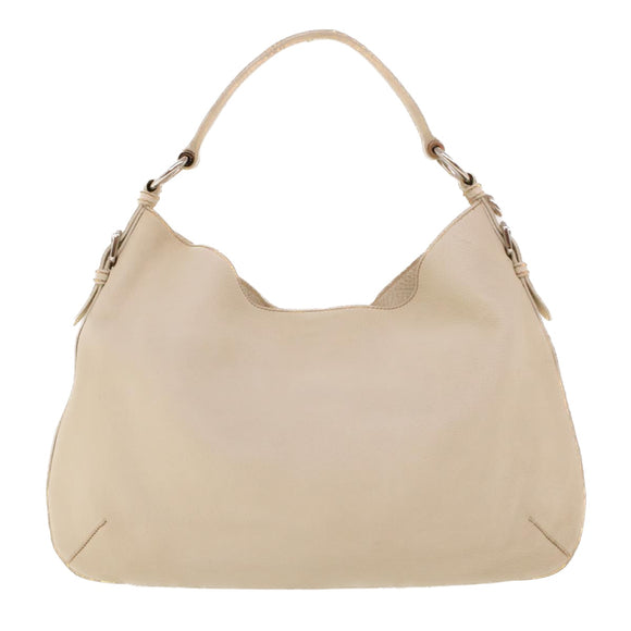 PRADA Shoulder Bag Leather White Auth am4394