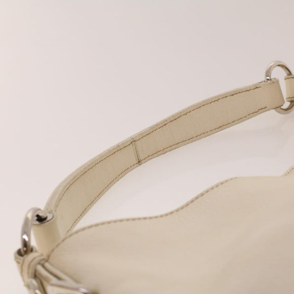 PRADA Shoulder Bag Leather White Auth am4394