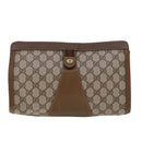 GUCCI GG Canvas Web Sherry Line Clutch Bag Beige Red Green 89.01.033 Auth am4410-13