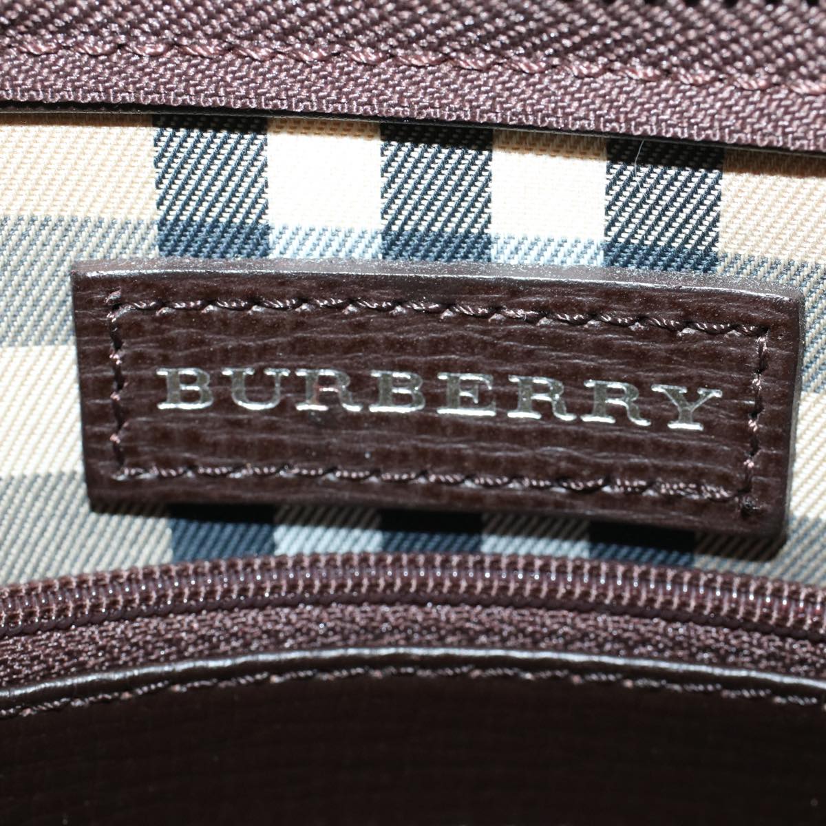 BURBERRY Clutch Bag Leather Brown Auth am4416