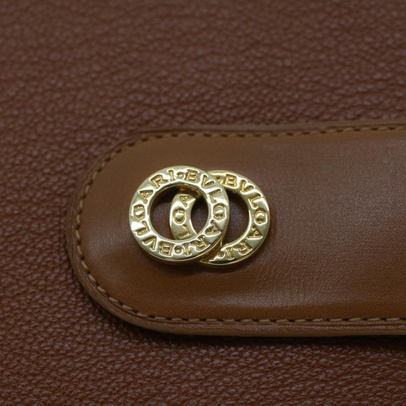 BVLGARI Doppio Tondo Day Planner Cover Leather Brown LI.D08.29086 Auth am4537